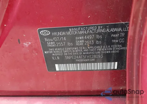 2015 Hyundai Sonata Se из США, поврежденный, VIN 5NPE24AF5FH128093